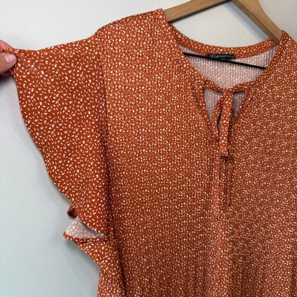 Adrianna Papell Women's Flutter Sleeve Tie Front Printed Blouse Size X-Large - Picture 3 of 6